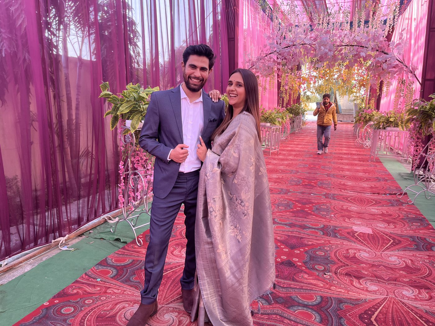 Anju and Sant, a pink evening